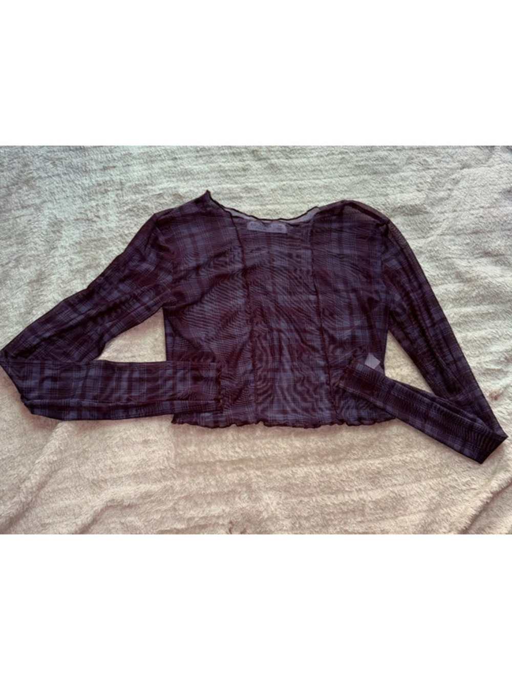 Arizona Jeans Green and Black Plaid Edgy Mesh Long Sleeve